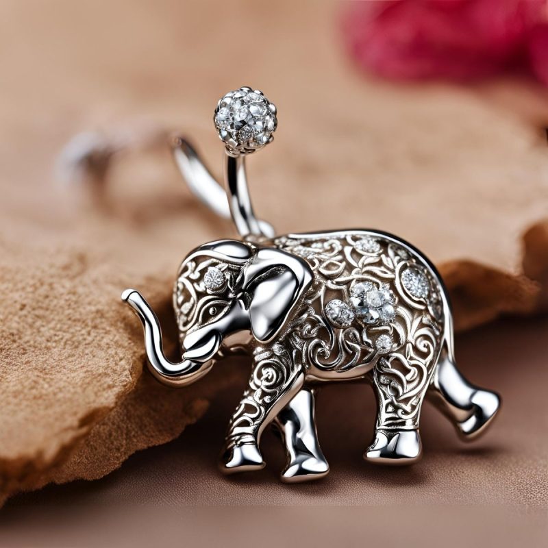 14 Gauge Silver Elephant Belly Ring