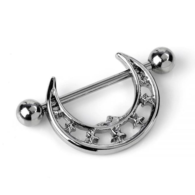 Silver Crescent Moon Nipple Shield