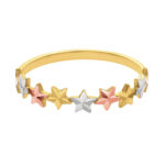 10K Yellow, White and Rose Gold Tri Color Star Ring