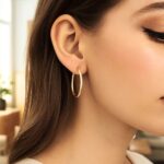10k Gold Thin Round Hoop Earrings 25mm x 1.5mm 10k Gold Thin Round Hoop Earrings 25mm x 1.5mm