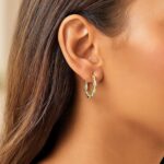 10k Two-Tone Twisted Wire Hoop Earrings Small 15mm