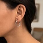 10k White Gold 3mm x 15mm Hoop Earrings