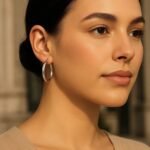 10k White Gold Simple Hoop Earrings 30mm x 3mm