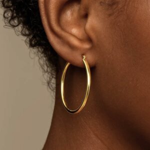 10k Yellow Gold Hoop Earrings 40mm x 3mm