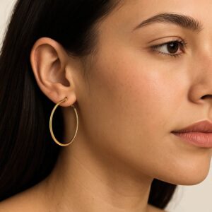 10k Yellow Gold Medium Hoop Earrings 25mm x 3mm