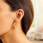 10k Yellow Gold Small Heart Shape Hoop Earrings 19mm