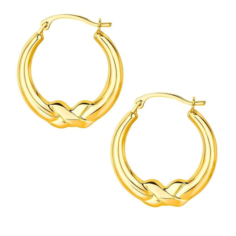 10k Yellow Gold X Motif Hoop Earrings 10k Yellow Gold X Motif Hoop Earrings