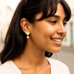 14K Gold Heart Pearl Drop Earrings