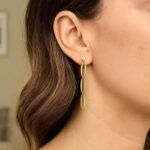 14K Gold Triple Oval Drop Dangle Earrings