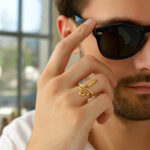 14K Gold Yellow Simple Snake Ring for Men