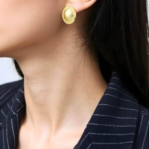 14K Yellow Gold Button Roman Numeral Stud Earrings