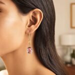 14K Yellow Gold Citrine and Amethyst Leverback Drop Earrings