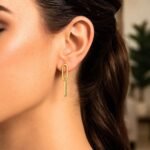 14K Yellow Gold Double Paperclip Chain Dangle Earrings