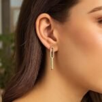 14K Yellow Gold Double Paperclip Dangle Earrings