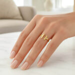 14K Yellow Gold Double T Bar Ring