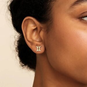14K Yellow Gold Gemini Stud Earrings