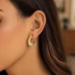 14K Yellow Gold Graduated Scalloped Half Hoop Earrings 14K Yellow Gold Graduated Scalloped Half Hoop Earrings