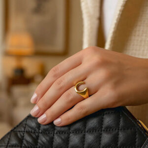 14K Yellow Gold Horseshoe Ring for Women