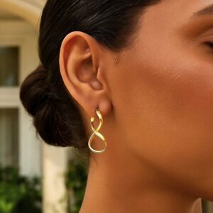 14K Yellow Gold Infinity Hoop Earrings