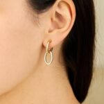 14K Yellow Gold Interlocking Ovals Drop Hoop Earrings 14K Yellow Gold Interlocking Ovals Drop Hoop Earrings
