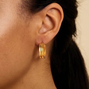14K Yellow Gold Large Concave Hoop Earrings