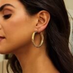 14K Yellow Gold Large Twisted Hoops Earrings 40mm