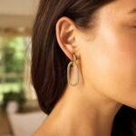 14K Yellow Gold Oval Double Link Hoop Earrings