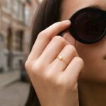 14K Yellow Gold Puffed Tiny Heart Ring for women