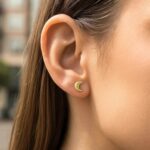 14K Yellow Gold Puffy Half Moon Stud Earrings