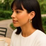 14K Yellow Gold Round C Hoop Earrings 33mm