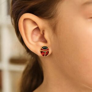 14K Yellow Gold Small Ladybug Stud Earrings
