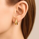 14K Yellow Gold Tapered Huggie Hoop Earrings 14K Yellow Gold Tapered Huggie Hoop Earrings