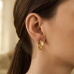 14K Yellow Gold Triple Row Hoop Earrings
