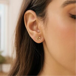14k Gold Cancer Stud Earrings