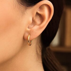 14k Gold Dainty Small Hoop Earrings 11.5mm