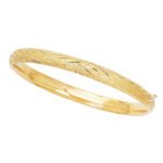 14k Gold Diamond Pattern Bangle 6mm