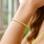 14k Gold Diamond Pattern Bangle Bracelet 6mm