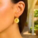 14k Gold Hammered Disc Drop Earrings