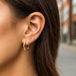 14k Gold Hexagon Huggie Hoop Earrings