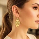 14k Gold Open Diamond Motif Chandelier Earrings