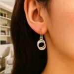 14k Gold Tri-Color Open Entwined French Wire Drop Earrings