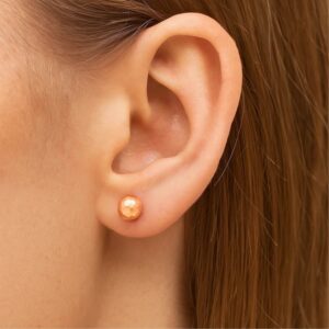 14k Rose Gold Faceted Texture 5mm Ball Stud Earrings