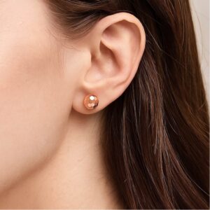14k Rose Gold Faceted Texture 7mm Ball Stud Earrings