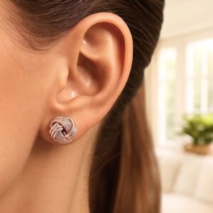 14k Rose Gold Love Knot Stud Earrings