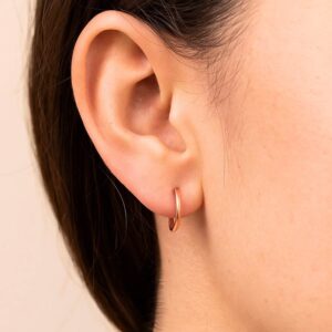 14k Rose Gold Thin Small Hoop Earrings 11.5mm