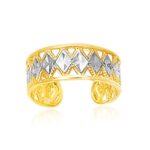 14k Two-Tone Gold Cuff Type Cut-Out Toe Ring with Diamond Design 2