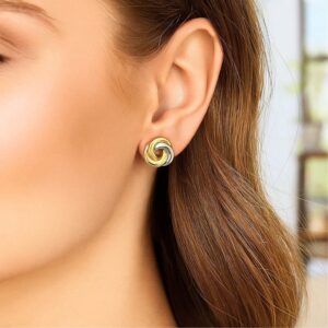 14k Two-Tone Gold Intertwined Open Circle Stud Earrings