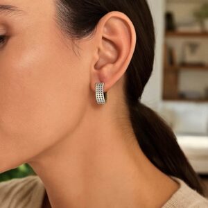 14k Two-Tone Gold Mesh Hoop Earrings