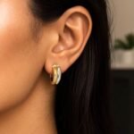 14k Two Tone Gold Small Double Hoop Earrings