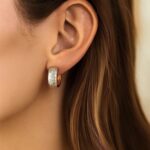 14k Two-Tone Gold Small Thick Diamond Cut Hoop Earrings 14k Two-Tone Gold Small Thick Diamond Cut Hoop Earrings